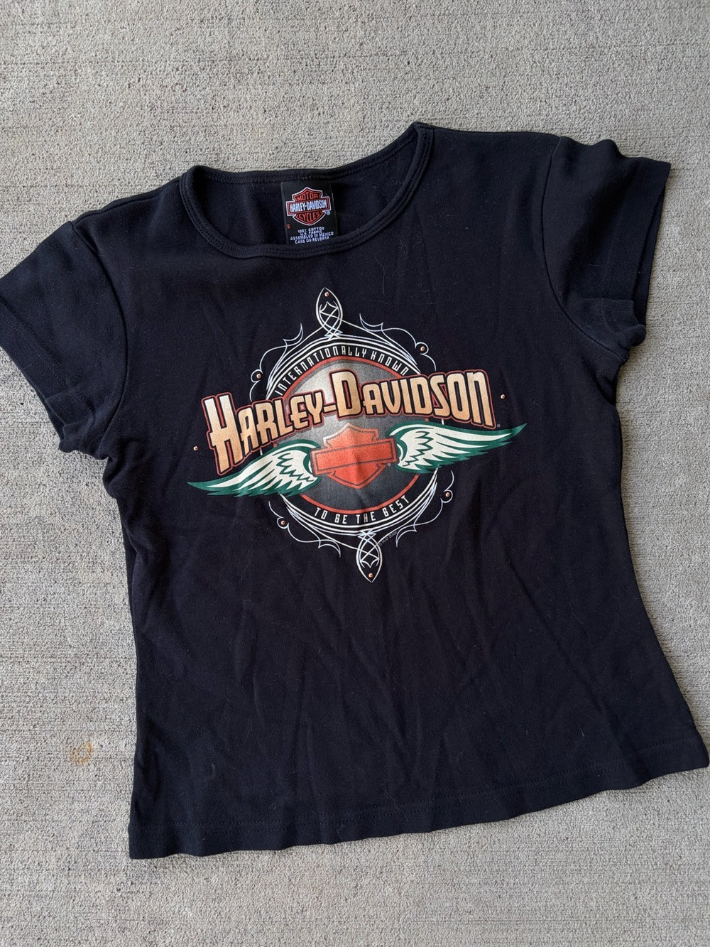 Vintage 90s Harley Davidson Fremont California flame baby tee short sleeve top